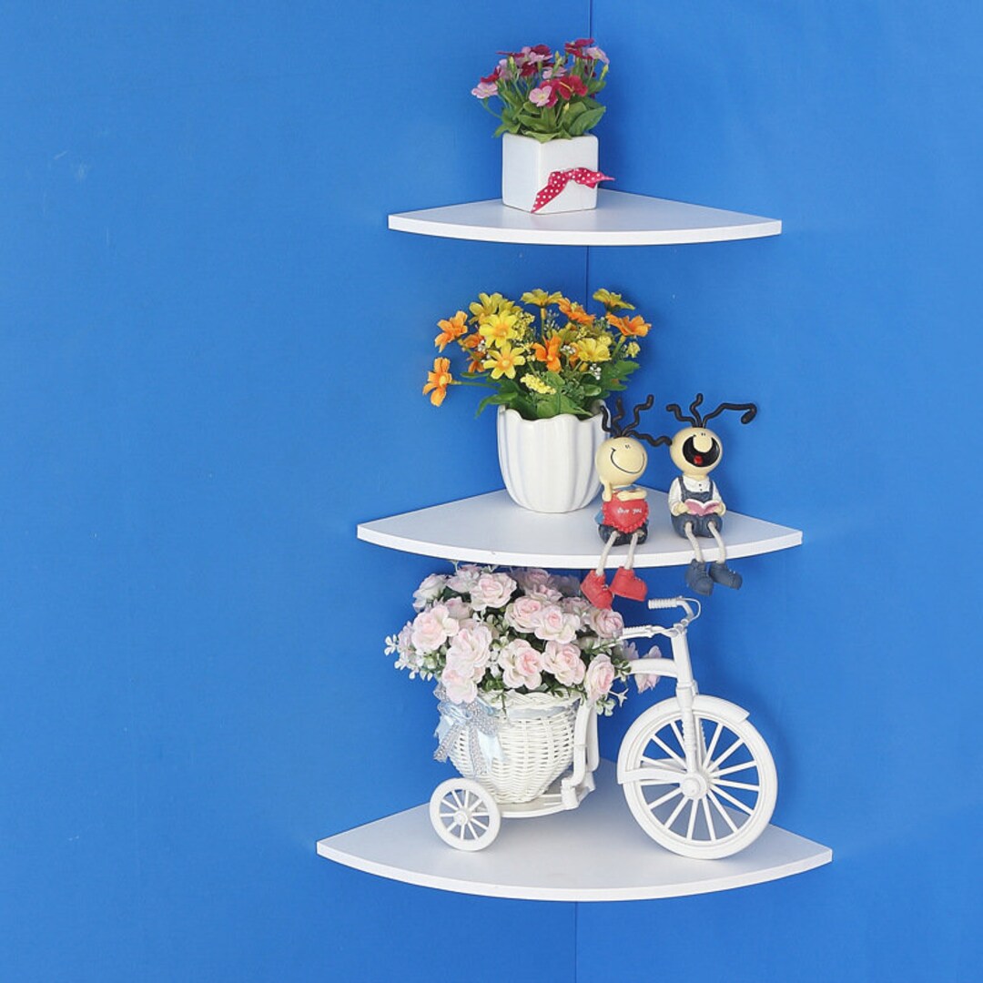 Wooden Corner Wall Shelf Corner Shelving Bathroom Organizer Essential