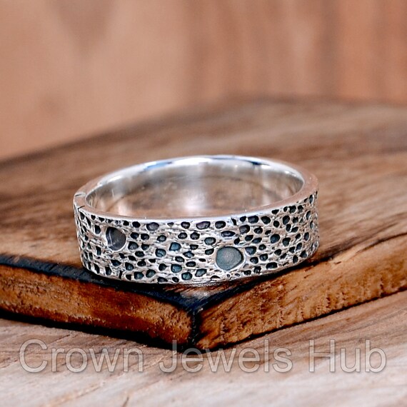 Bague Argent Et Pierre De Lave Noire - Pièce Unique Et Massive