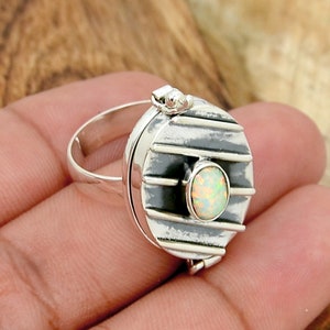 Poison Ring, Silver Poison Ring, Opal Ring, Secret Box Ring, 925 Sterling Silver Poison Ring, Handmade Poison Ring, Opal Poison Ring