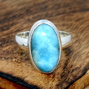 Larimar Ring, Larimar Silver Ring, 925 Sterling Silver Larimar Ring, Handmade Larimar Ring, Gemstone Ring, Statement Ring, Gift for Her