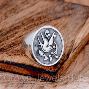 Bird Ring, Branch and Leaf Ring, Bird on Branch Ring, Silver Promise Ring, Tree Branch Ring, 925 Sterling Silver Ring, Nature Ring