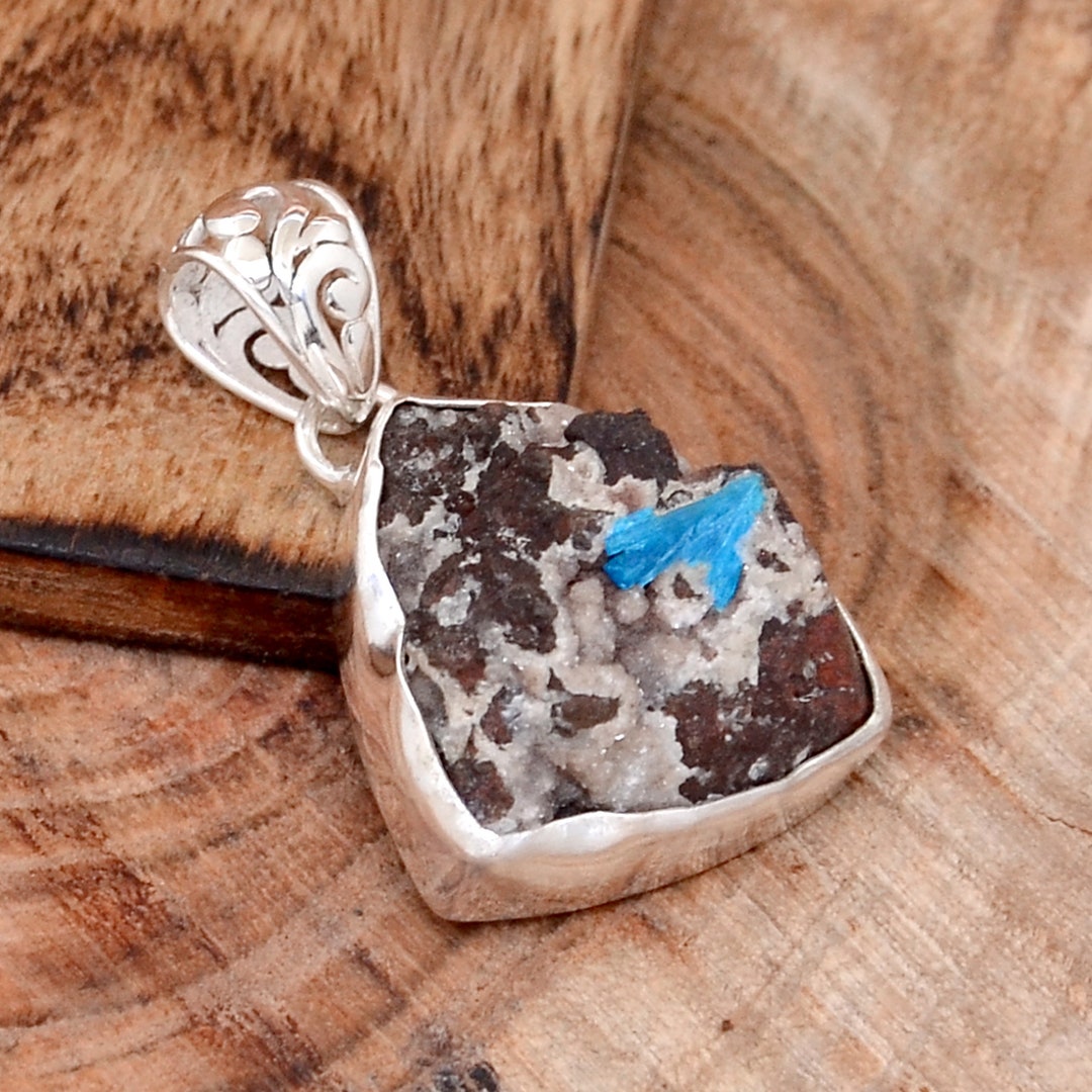 Ciondolo/Ciondolo Scolecite Cavansite Rosetta CARICO 925 + Catena 20 - Foto 13