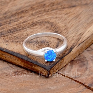 Bello Opal Ring, Opal Engagement Ring, Silver Engagement Ring, 925 Sterling Silver Ring, Promise Ring, Wedding Ring, Blue Opal Handmade Ring