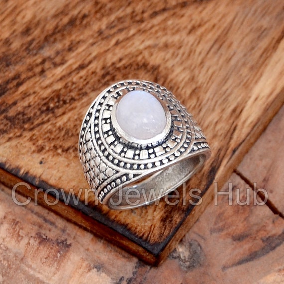 Bobo Feu Pierre de Lune Bague 925 Argent Sterling Pouce Yoga Cadeau