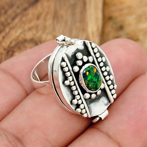Poison Ring, Silver Poison Ring, Opal Ring, Secret Box Ring, 925 Sterling Silver Poison Ring, Handmade Poison Ring, Opal Poison Ring