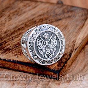 Handmade 925 Sterling Silver USA Army Ring, American Army Ring, Army Officer Ring, Men&#39;s Ring, United States Army Ring, Gift for Army Man