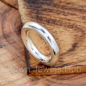 Sterling Silver Thick Round Band Ring: Stacking Wedding Jewelry