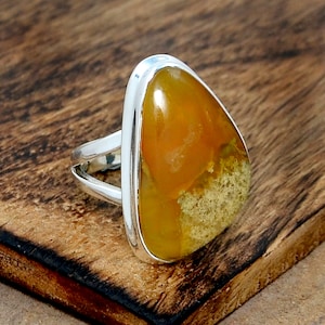 Oregon Moss Agate Ring, Moss Agate Ring, Moss Agate Silver Ring, Handmade Silver Ring, Statement Ring, Gemstone Ring, Gift for Her
