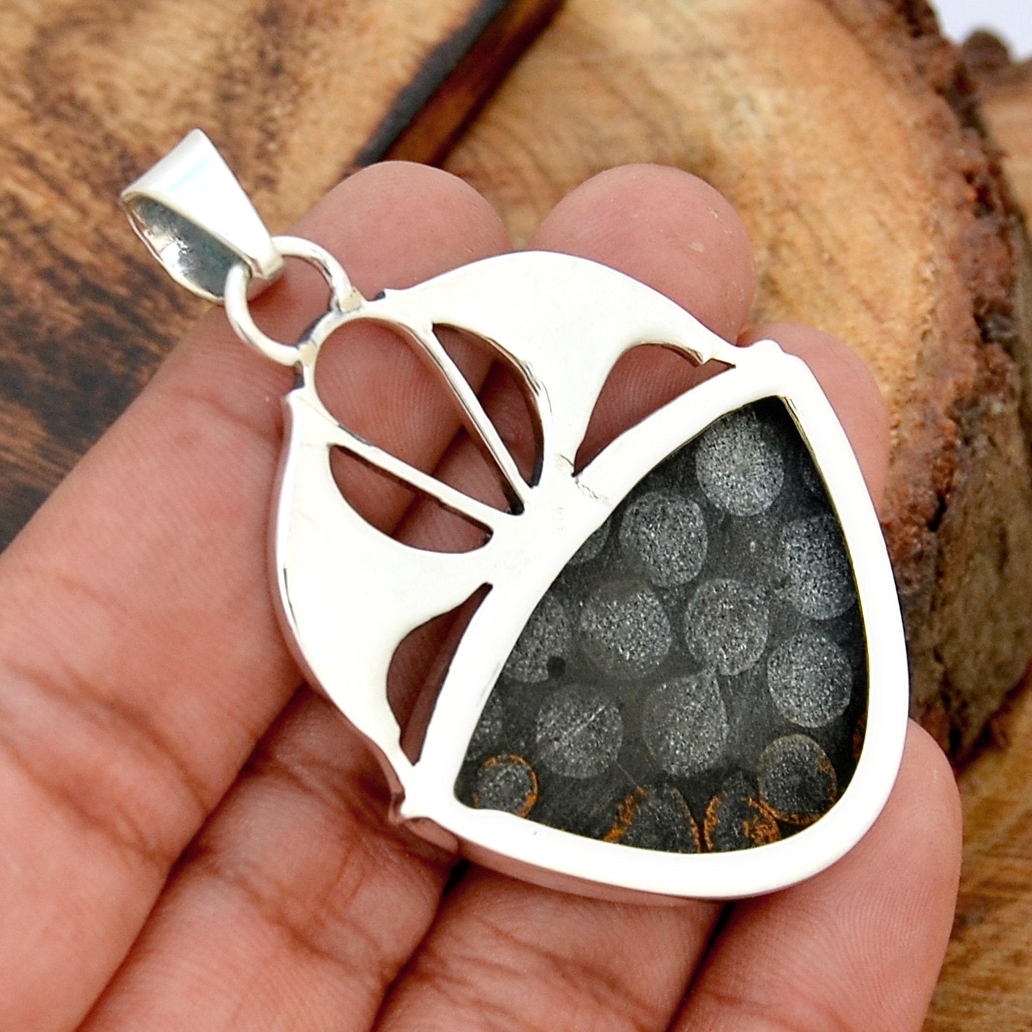 Black Coral Pendant, Black Coral Silver Pendant, Black Coral