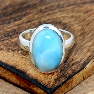Larimar Ring, Larimar Silver Ring, 925 Sterling Silver Larimar Ring, Handmade Larimar Ring, Gemstone Ring, Statement Ring, Gift for Her