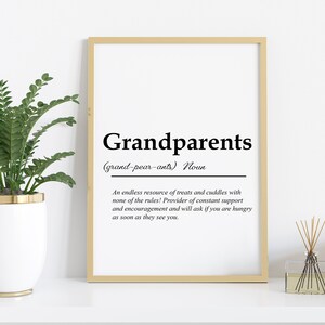 Grandparents Definition Wall Print Scandi Print Family | Etsy