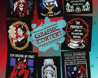 Graphic Content: Decorative dark humor meme sew-on patches