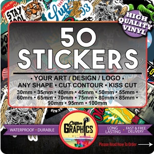 Custom Sticker Bulk Print Vinyl Your Design Decals Labels Logo Stickers Printing