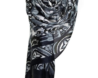 black and white vintage scarf wedding shawl best quality thin pashmina