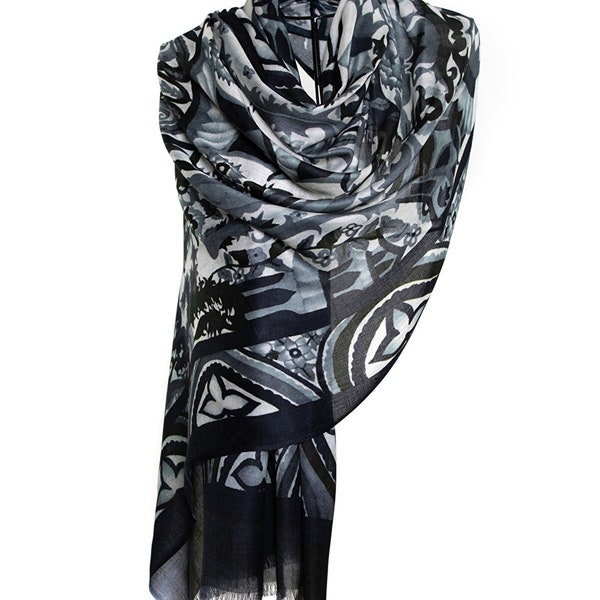 black and white vintage scarf shawl best quality pashmina