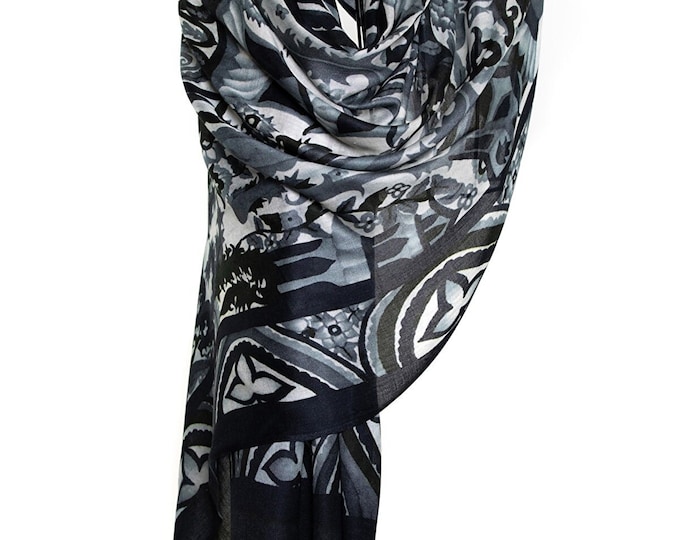 black and white vintage scarf wedding shawl best quality thin pashmina