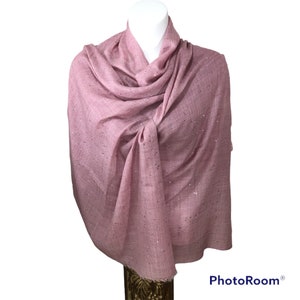 Blush Pink Cashmere Wedding Shawl – Elegant Pashmina with Swarovski Crystals, Soft and Luxurious Wrap