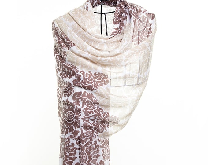Brown Beige Pashmina Shawl - Bridesmaid Wrap, Wedding Scarf, Bridal Shower Gift, Soft Elegant Shawl, Bridesmaid Proposal Favor - Very thin