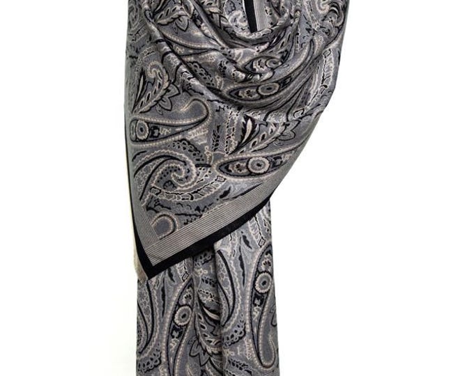 Cashmere Shawl | Black & Grey Reversible Paisley Pattern | Elegant and Soft Pashmina, Warm Luxury Shawl, Perfect Gift for Her