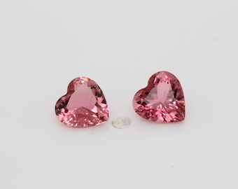 0.88ct Excellent Cut 5mm Pair Heart Shape Natural Pink Tourmaline