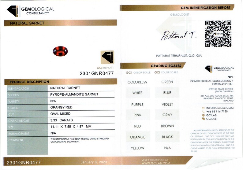 3.33ct Oval Rhodolite Granat: Röd Pyrope Almandine Ädelsten bild 5