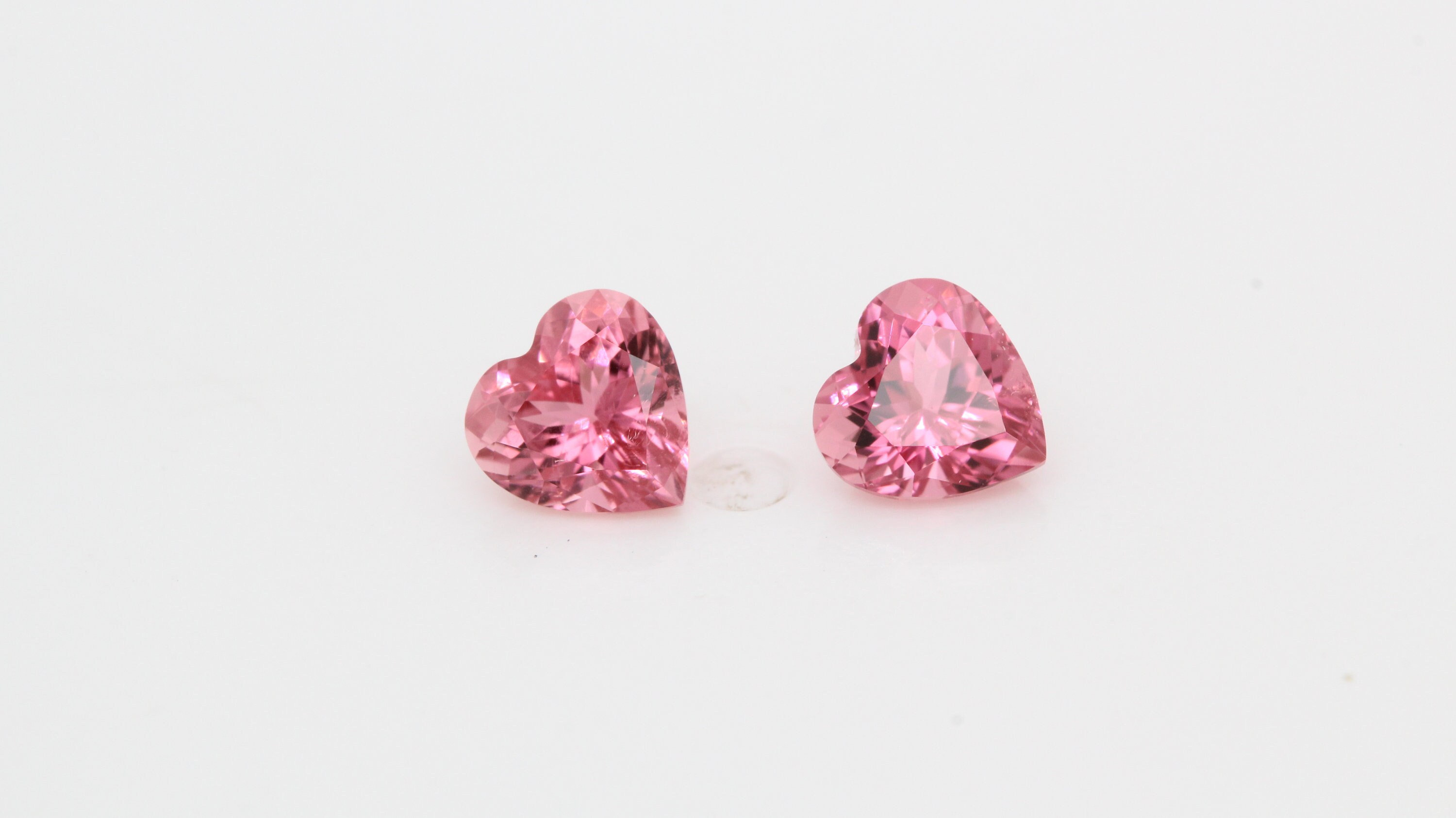 6mm 1.45ct Excellent Cut Pair Heart Shape Natural Pink Tourmaline