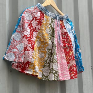 Patchwork A-Line Skirt: Hand Block Print Summer Wear