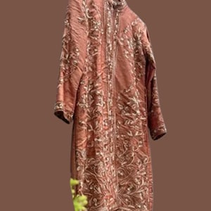 Embroidered Silk Jacket: Women Wear Suzani Long Overcoat Indian Wear Caot