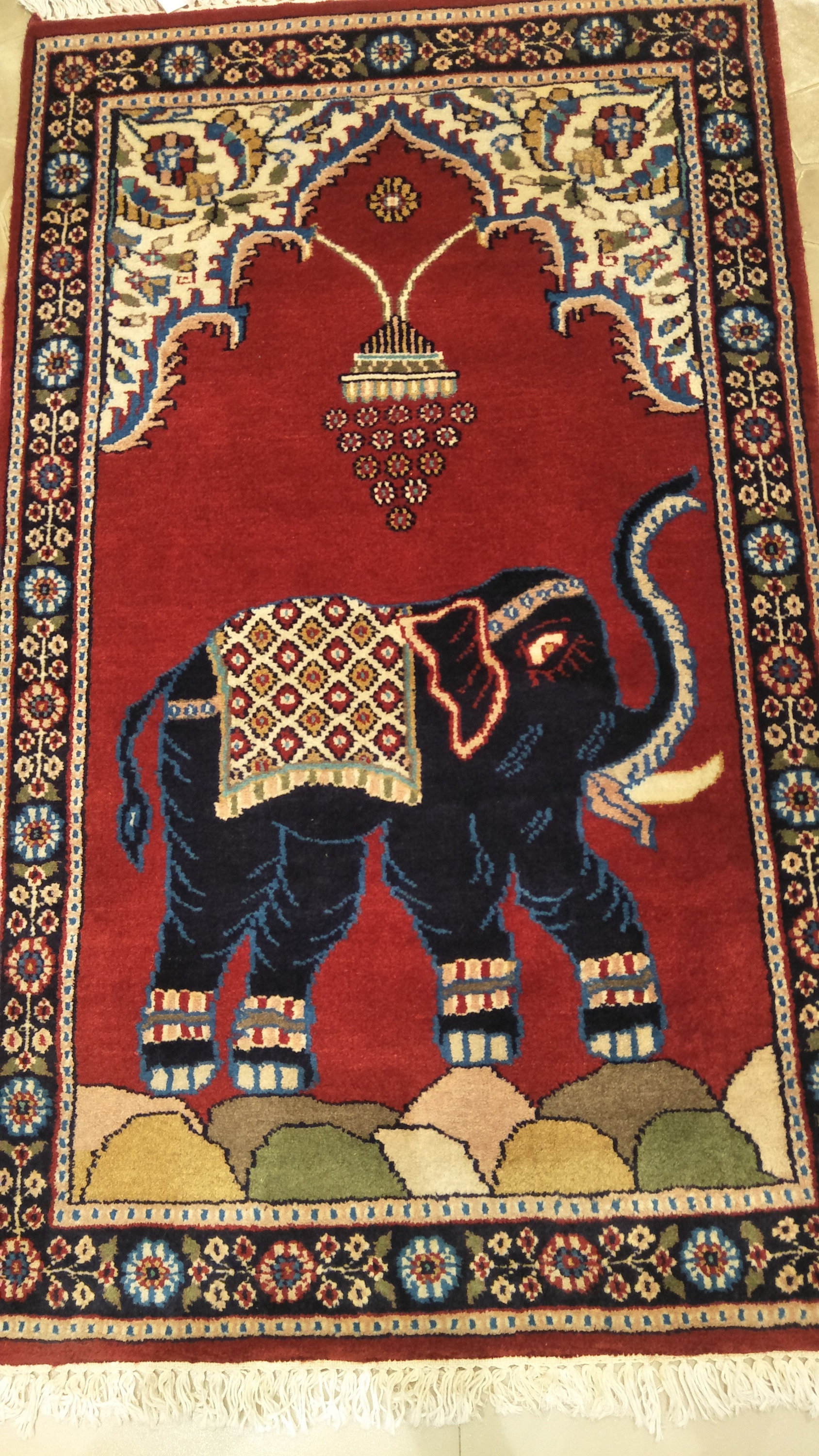 India Traditional Elephant Design Wool Carpet Area Rug Size Etsy