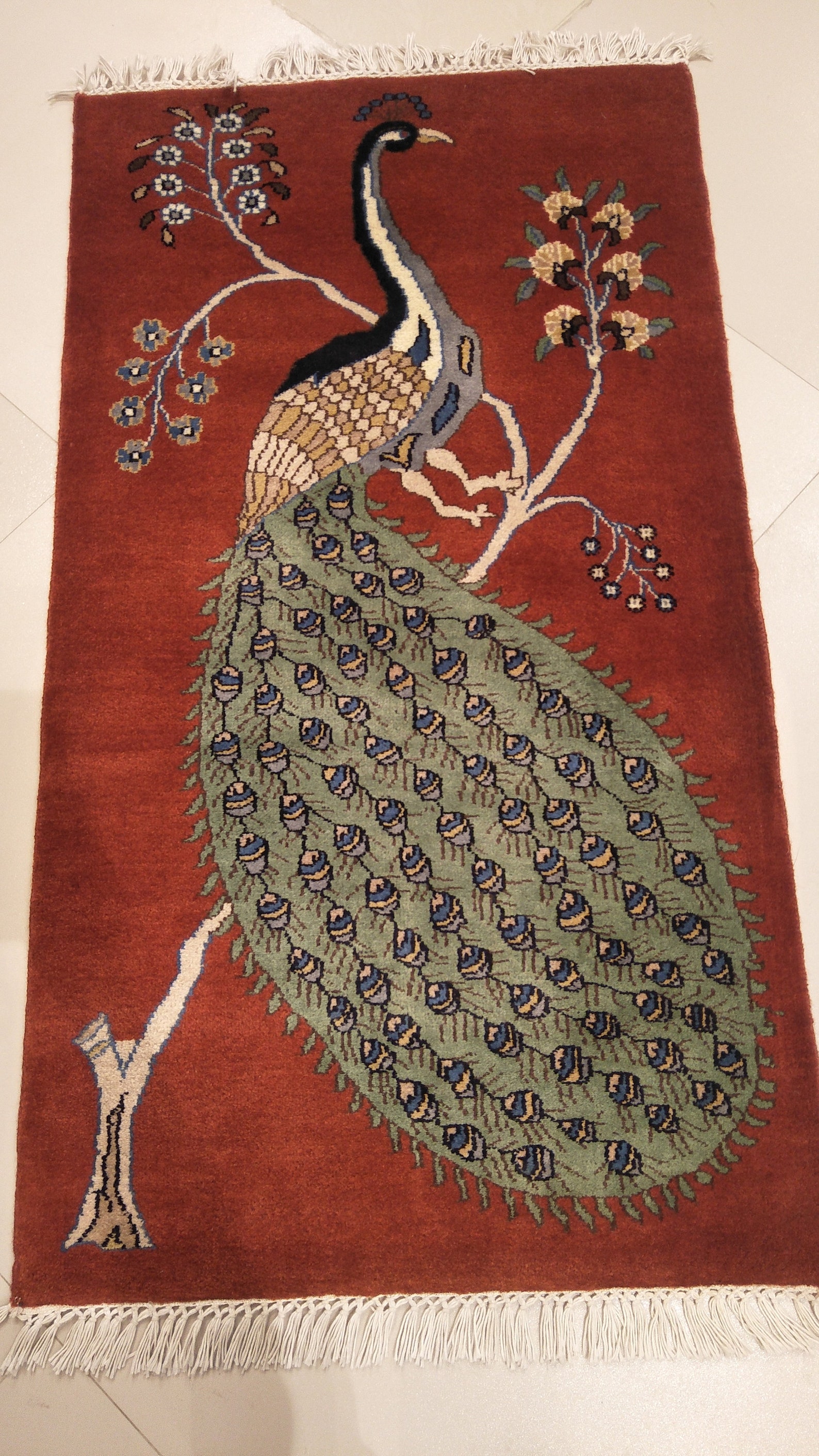India Traditional Peacock Design Wool Carpet Area Rug Size 2.5 Etsy UK