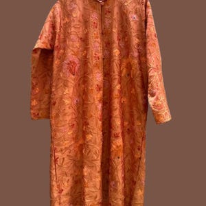 Embroidered Silk Long Jacket: Women Wear Long Overcoat Suzani Boho Coat