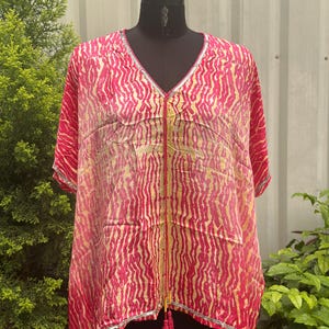 Silk Short Kaftan: Bohemian Beach Cover-Up, Free Size