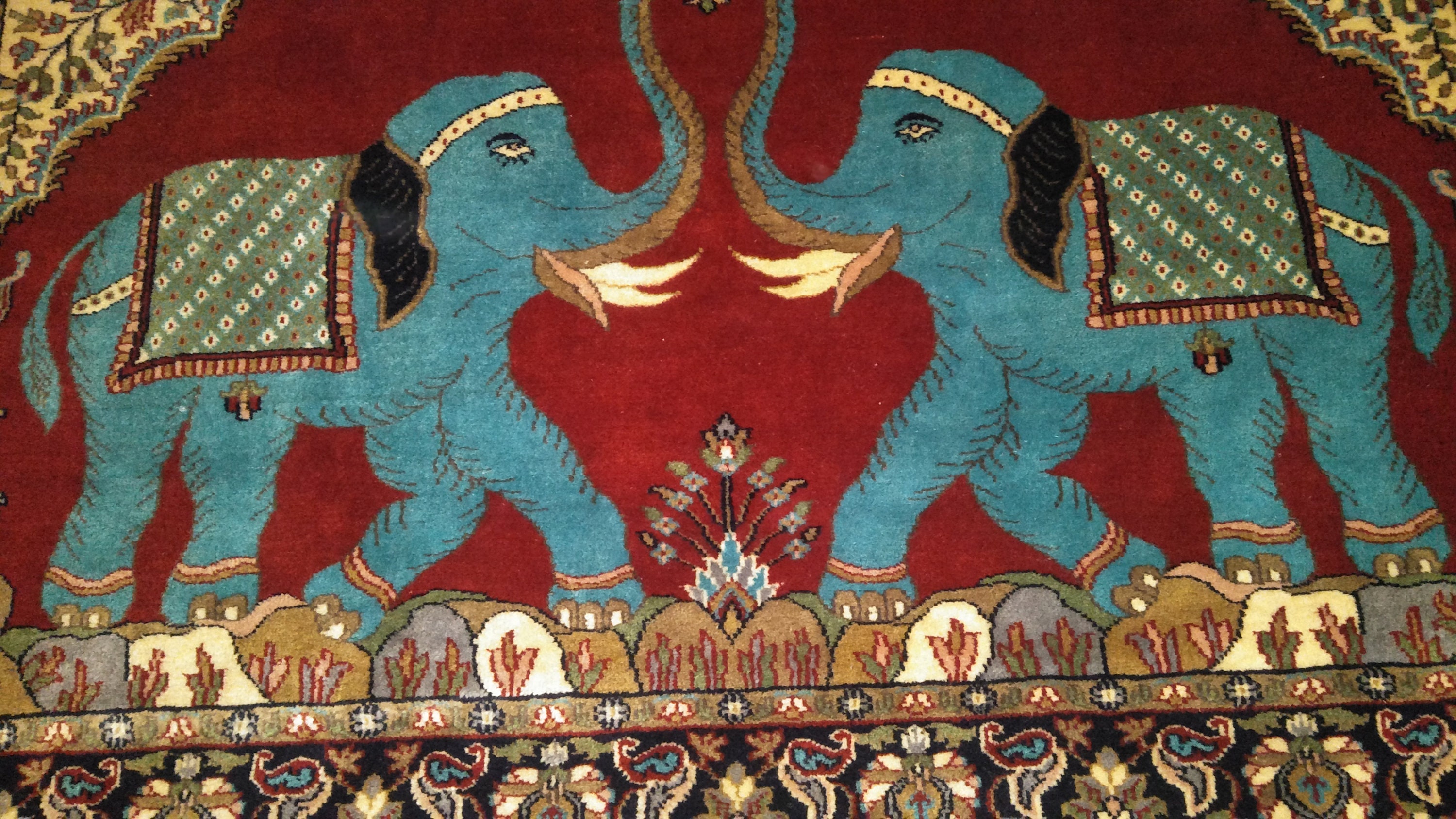 India Traditional Elephant Design Wool Carpet Area Rug Size 4 Etsy
