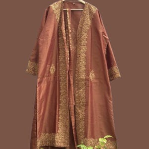 Embroidered Silk Kimono Jacket: Women Wear Suzani Overcoat Indian Boho Coat