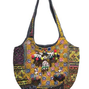 Indian Patchwork Banjara Tote Bag, Embroidered Shoulder Bag for Women - 110