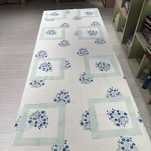 Indian Block Print Cotton Tablecloth: Boho Floral Dining Table Decor (72x108&quot;)