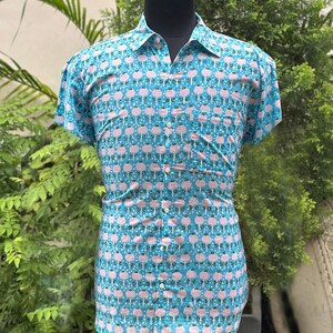 Blumendruck Leinen Herren Kurta Hemd: Indische ethnische Abnutzung