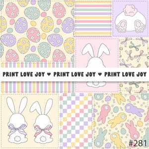 Coquette Easter Bunny Seamless Pattern, Pastel Patchwork Rabbit Fabric Print, Cute Spring Bunny Digital Paper, Kid Scrapbook Background