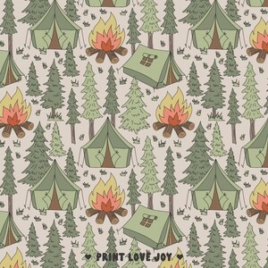 Camping Seamless Pattern | Outdoor Adventure Digital Paper | Forest Camping Pattern | Campfire Tent Pattern | Nature Camping Background image 2