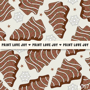 Patrón sin costuras de pastel de chocolate navideño, estampado navideño retro de pastel de bocadillo, patrón de postre estilo Debbie, diseño navideño acogedor para hornear