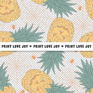 Halloween Pineapple Seamless Pattern | Tropical Spooky Summer Digital Paper | Pineapple Pumpkin Background | Halloween Beach Repeat image 3