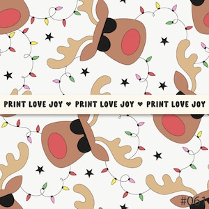 Cool Groovy Christmas Reindeer Retro Xmas Deer Nowy Rok sezon świąteczny Bezszwowy wzór powtarzalny plik do sublimacji tkanin