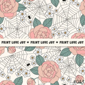 Gothic rose flower Cobweb Spider Halloween vibes Seamless Repeat Pattern file for Fabric Sublimation