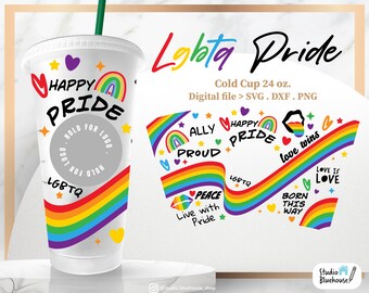 Lgbtq Pride Rainbow ⟡ pride svg ⟡ gay pride svg ⟡lgbtq svg ⟡ Full Wrap for Sbux 24oz Venti Cold Cups ⟡ SVG PNG file