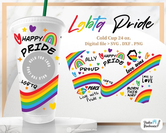 Lgbtq Pride Rainbow ⟡ pride svg ⟡ gay pride svg ⟡lgbtq svg ⟡ Full Wrap for Sbux 24oz Venti Cold Cups ⟡ SVG PNG file