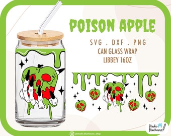 Poison Apple Svg ⟡ Witch Poison svg ⟡ Halloween Svg ⟡ Coffee Glass Can ⟡ Libbey 16oz Beer Can Glass Svg ⟡ Wrap File For Cricut