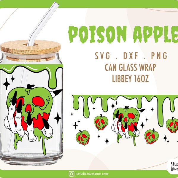 Poison Apple Svg ⟡ Witch Poison svg ⟡ Halloween Svg ⟡ Coffee Glass Can ⟡ Libbey 16oz Beer Can Glass Svg ⟡ Wrap File For Cricut
