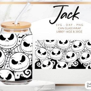 Libbey Glass 16oz | 20oz ⟡ Jack Skellington Svg ⟡ Pumpkin king ⟡ Halloween Libbey ⟡ Horror ⟡ Wrap Files Cricut & Silhouette