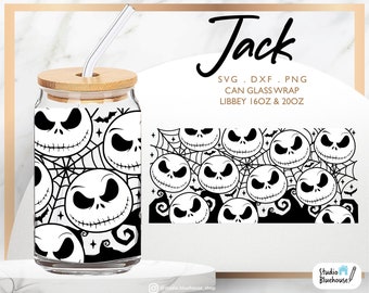 Libbey Glass 16oz | 20oz ⟡ Jack Skellington Svg ⟡ Pumpkin king ⟡ Halloween Libbey ⟡ Horror ⟡ Wrap Files Cricut & Silhouette