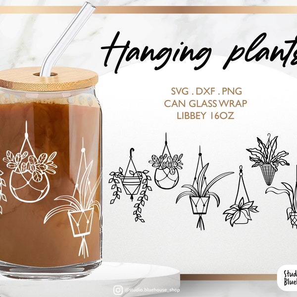 Libbey Glass 16oz | 20oz ⟡ House Plant Svg ⟡ Botanical Clipart Svg ⟡ Plants Mom svg ⟡ Hanging Plants ⟡ Wrap Files Cricut & Silhouette png